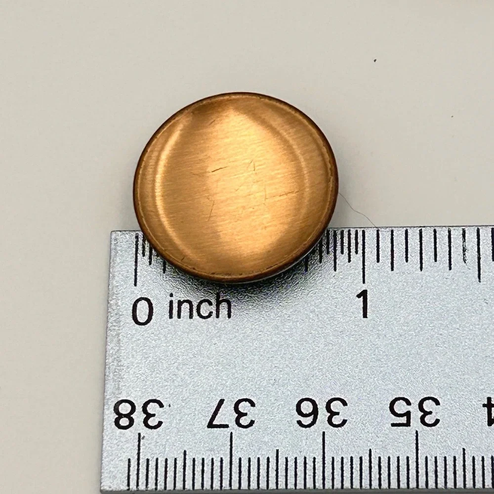 Vintage Round Concave Brushed Copper/Gold Tone Metal Shank Buttons Set of 2 0.8